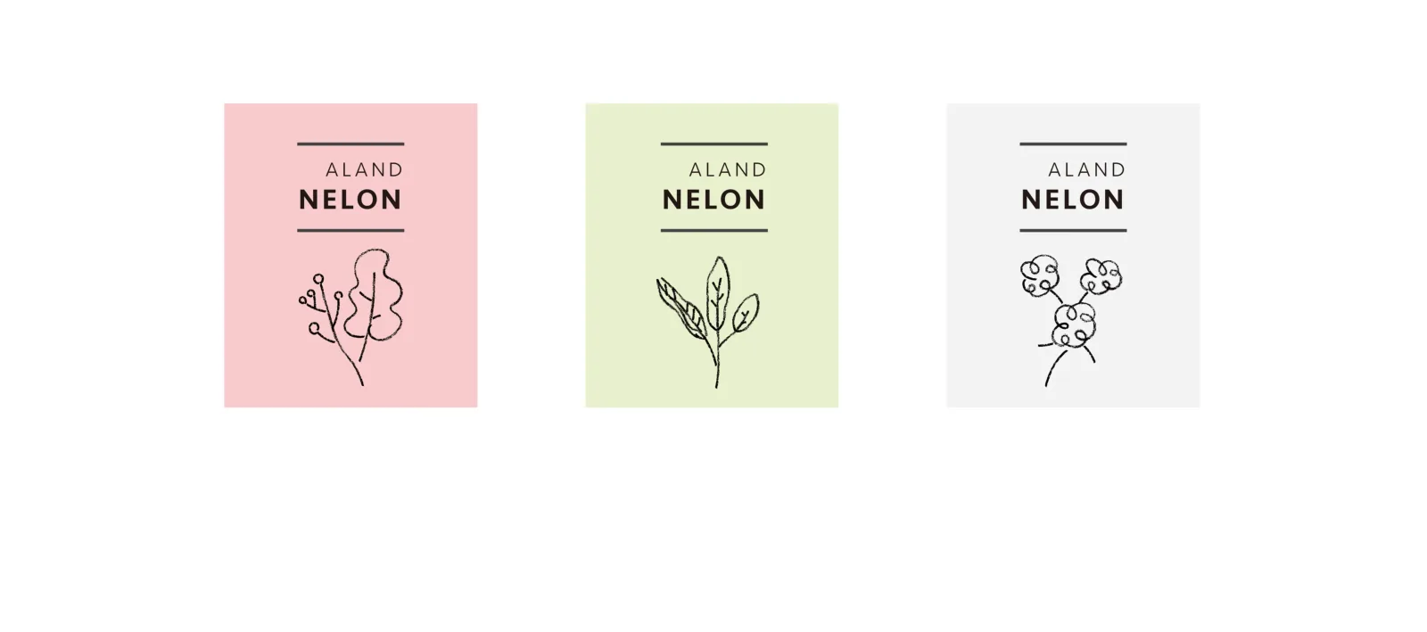 Label designs with hand-drawn plants
