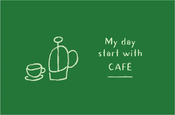 Doodle of a coffee cup and french press