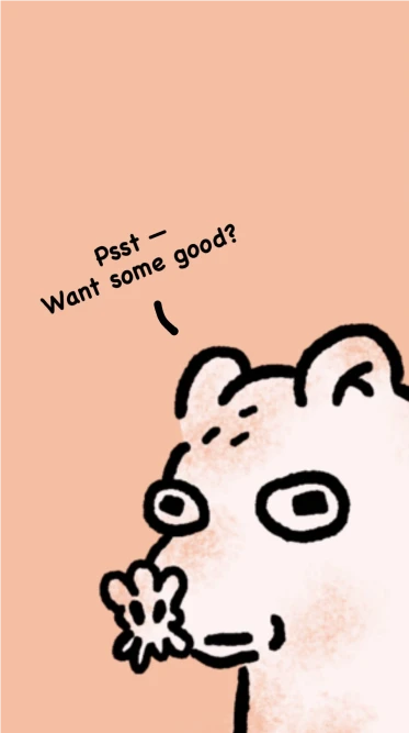 Doodle of a hamster holding a flower